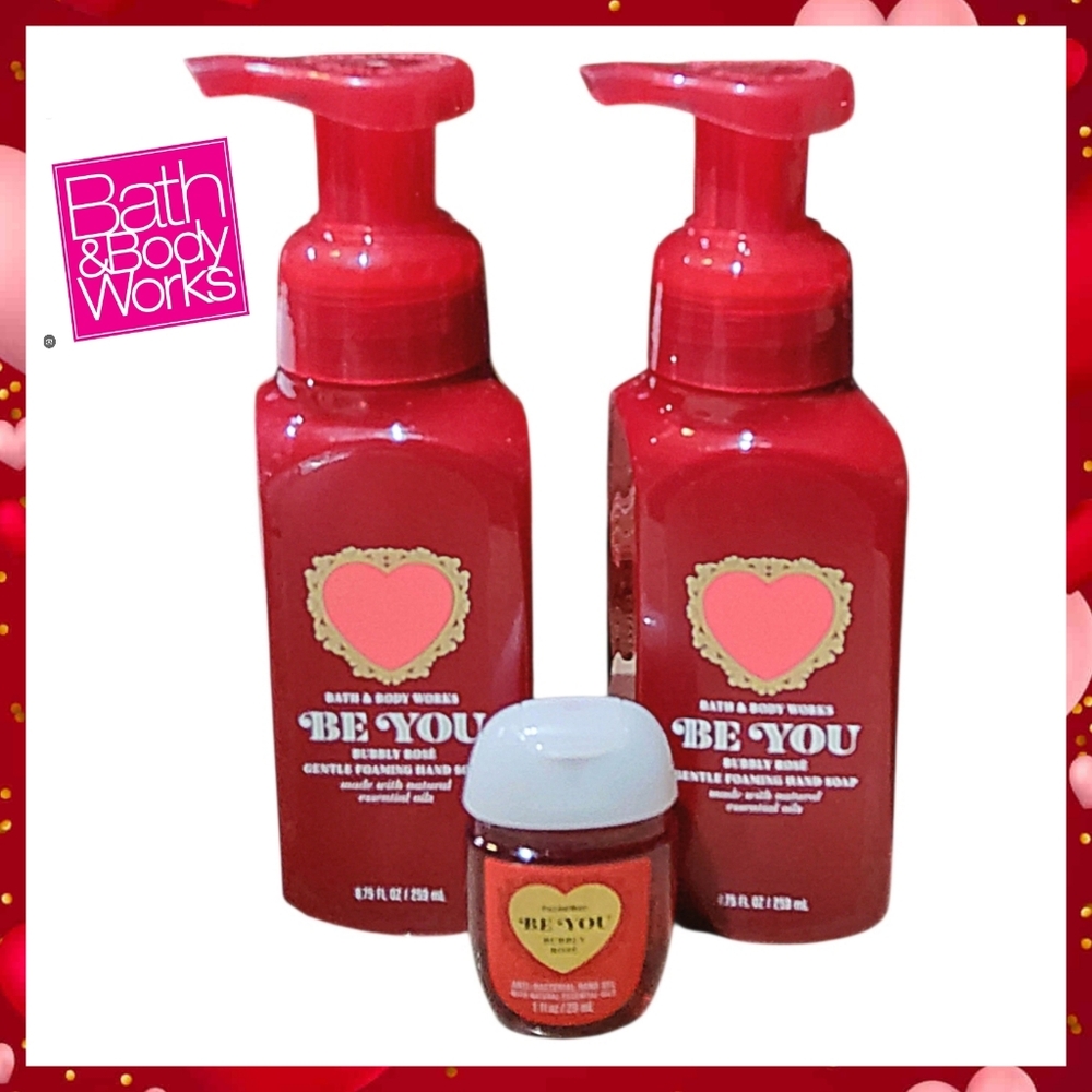 BUBBLY ROSE GENTLE FOAMING HAND SOAPS & SANITIZER SET BY BATH & BODY WORKS
